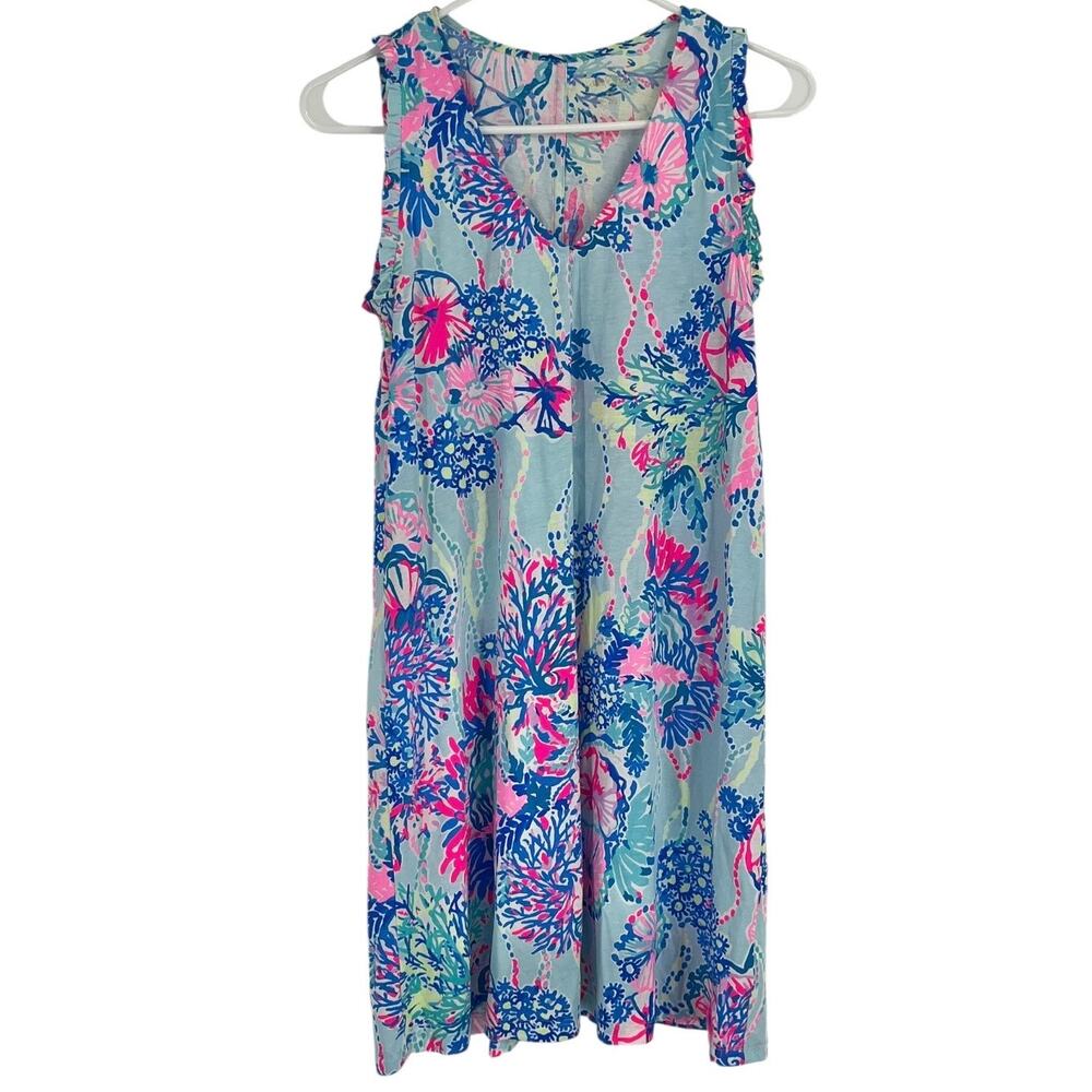 Lilly Pulitzer Aron Dress Beach You To It 100% Cotton Ocean Women's Size XS